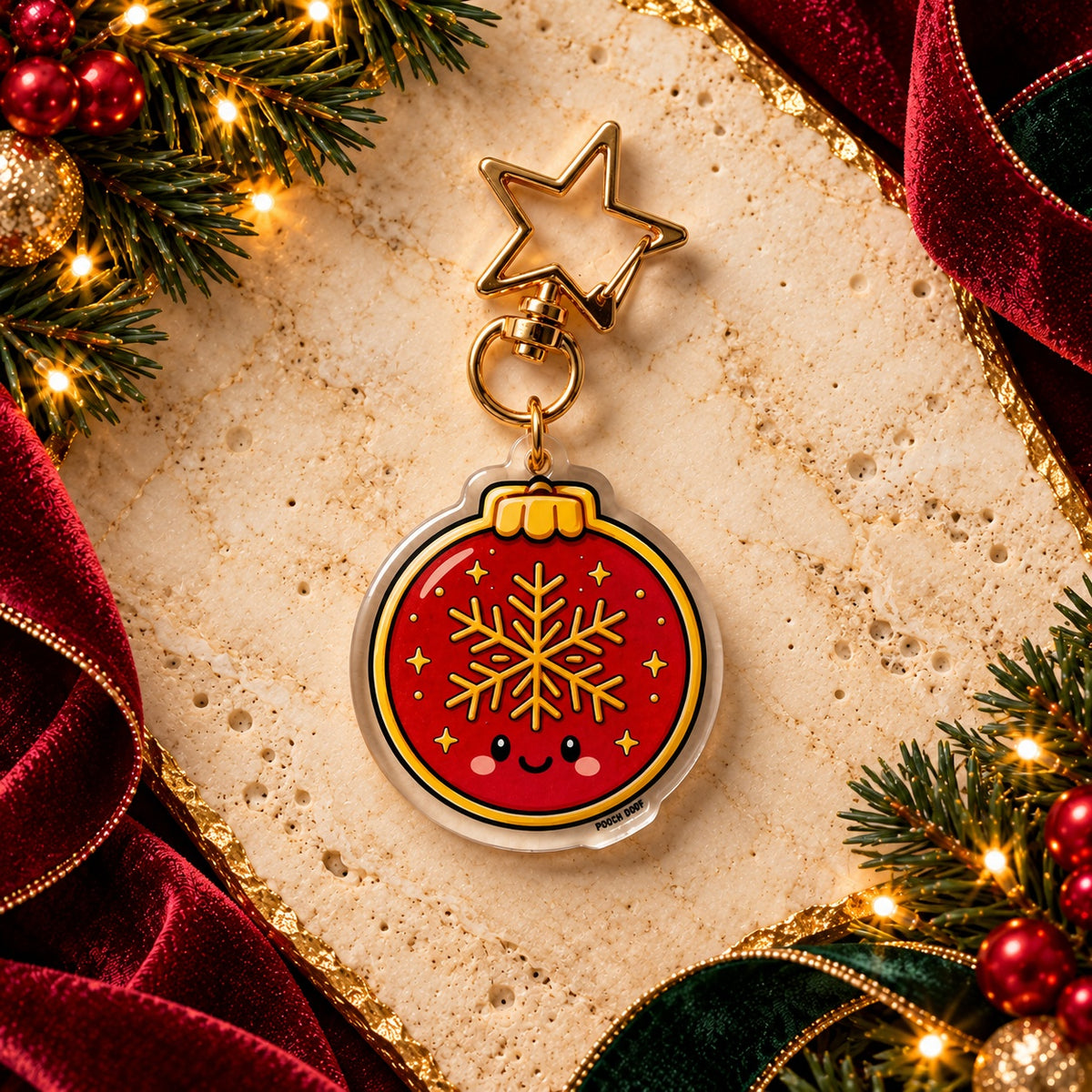 PAWDORA Christmas Bauble charm with gold-tone star clasp — solo product hero
