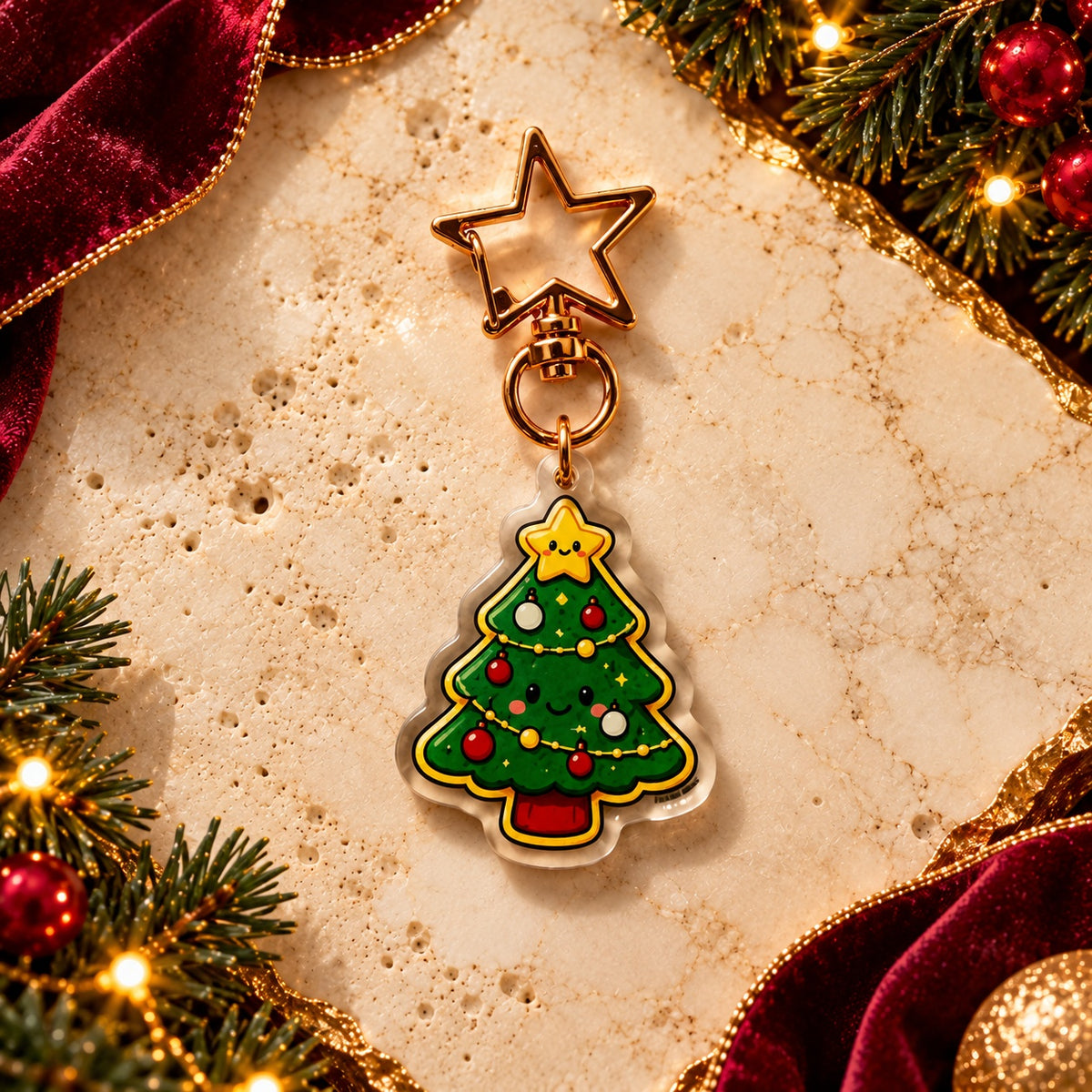 PAWDORA Christmas Christmas Tree charm with gold-tone star clasp — solo product hero