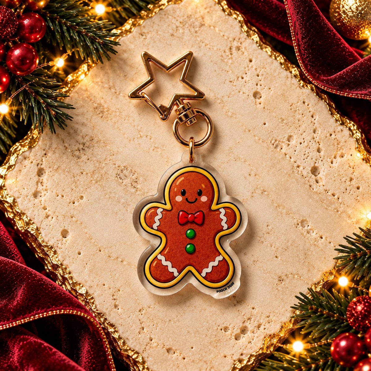 PAWDORA Christmas Gingerbread charm with gold-tone star clasp — solo product hero