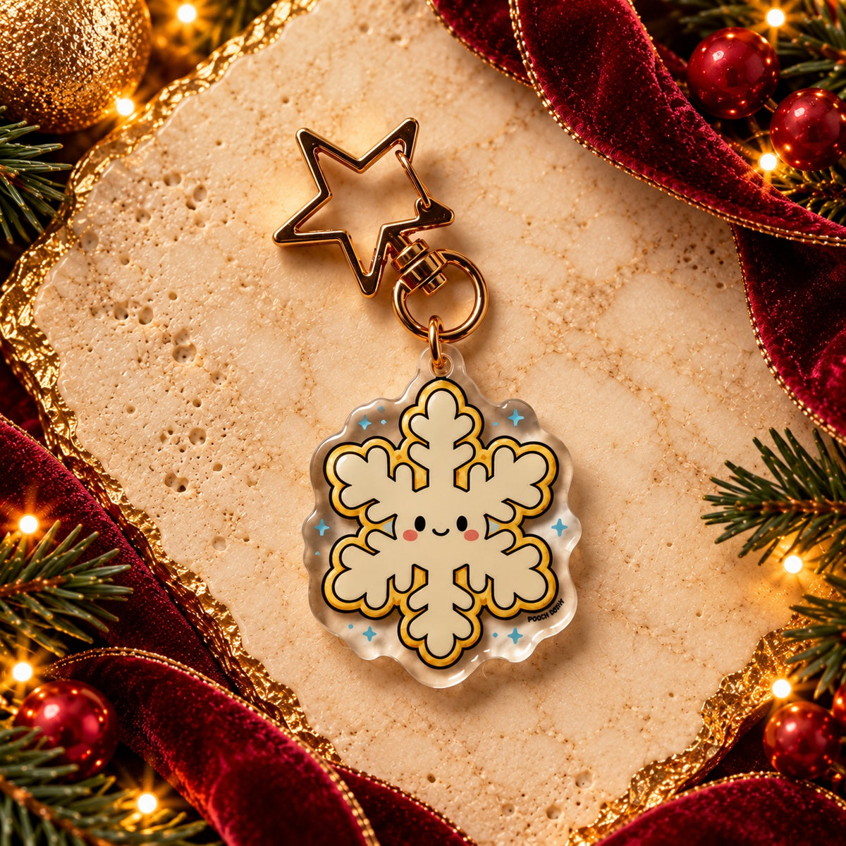 PAWDORA Christmas Snowflake charm with gold-tone star clasp — solo product hero
